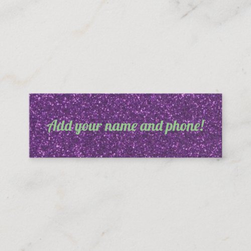 Personalized purple sparkling glitter calling card