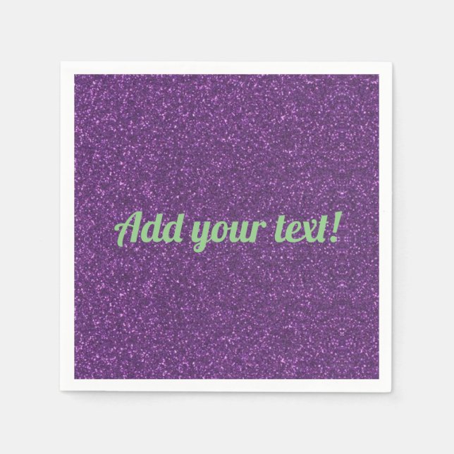 Personalized purple sparkling glitter napkins (Front)