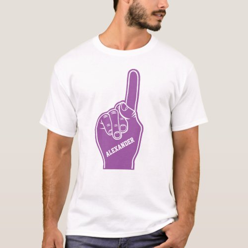 Personalized Purple Sports Foam Finger T_Shirt