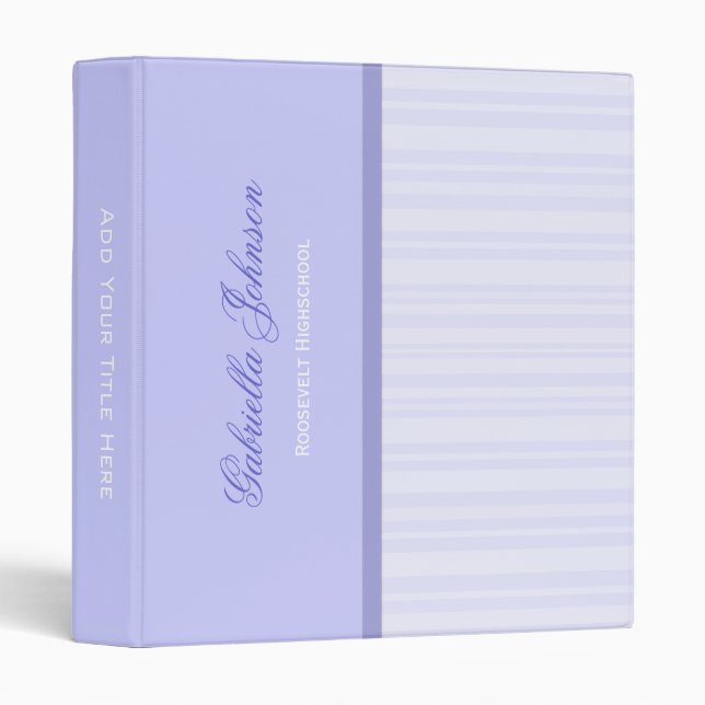 Personalized Purple Stripe Binder (Front/Spine)