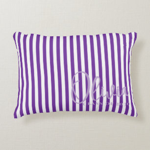 Personalized Purple Stripe Dorm Pillow