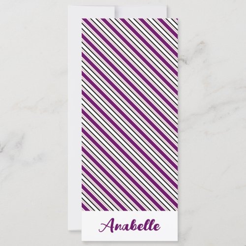 Personalized Purple Stripes Bookmark