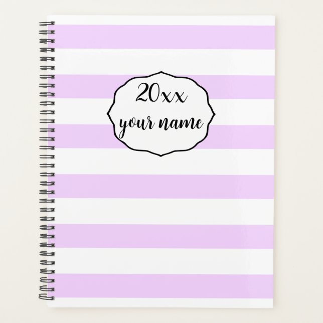 Personalized Purple Stripes Planner Notebook (Front)