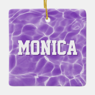 Personalized Purple Swimmer or Diver Photo Ceramic Ornament