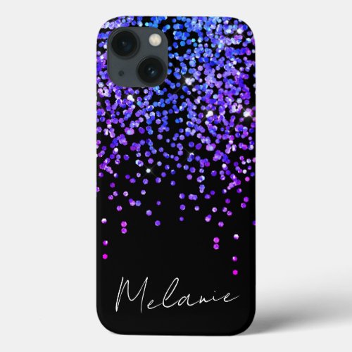 Personalized Purple Teal Holographic Glitter  iPhone 13 Case