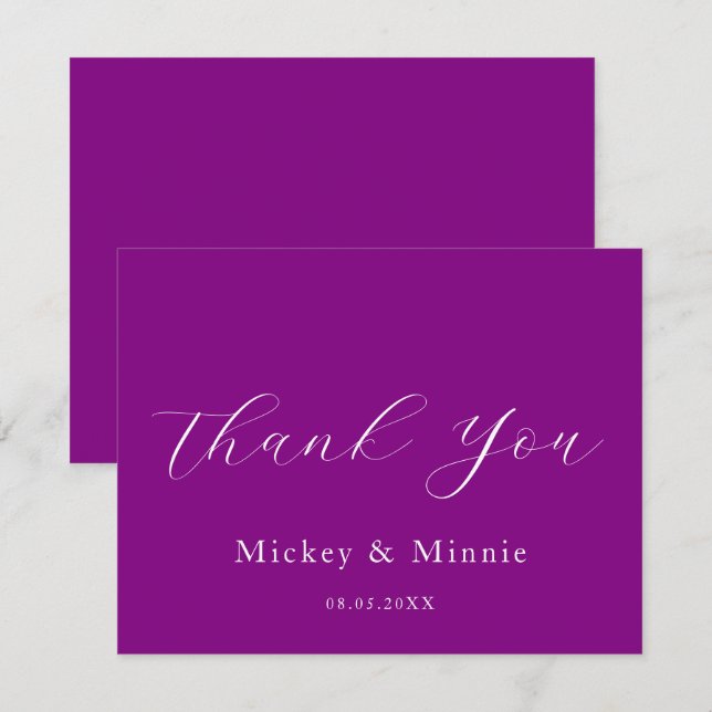 Personalized Purple Thank You Greeting Note Card (Front/Back)