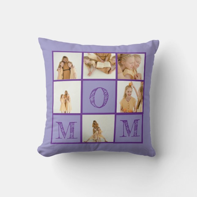 Personalized Purple Throw Pillow – Custom Photo (Front)