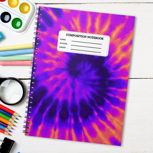 Personalized Purple Tie Dye School Notebook