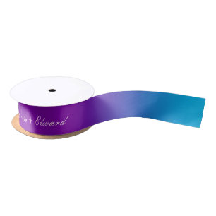 Personalized Purple Turquoise Wedding Satin Ribbon