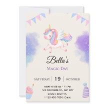 Personalized Purple Unicorn  Birthday Invitation