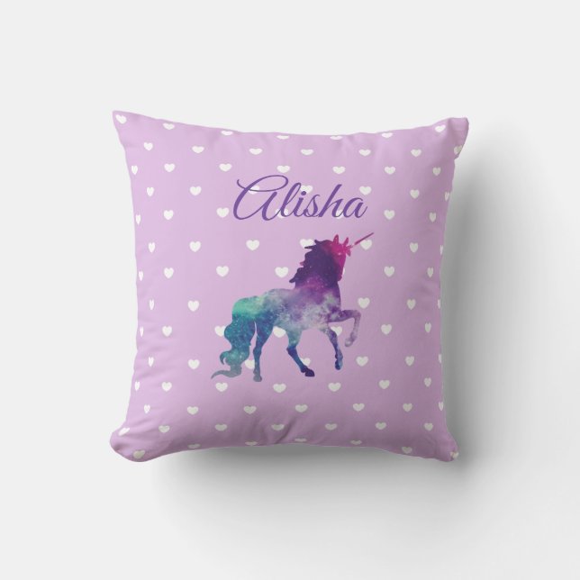 Personalized Purple Unicorn Pillow for Little Girl (Front)