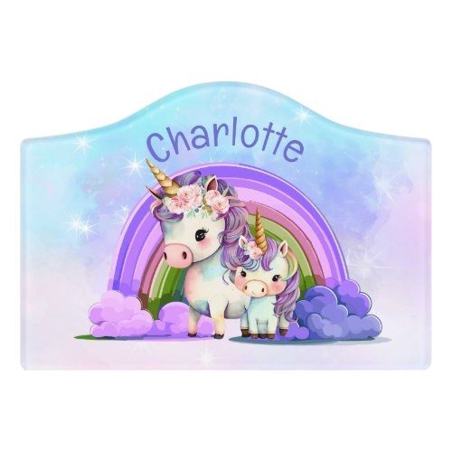 Personalized Purple Unicorn Rainbow Door Sign