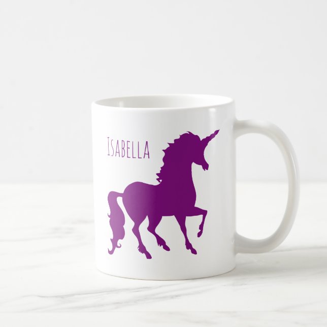 Personalized Purple Unicorn Silhouette Beautiful Coffee Mug (Right)