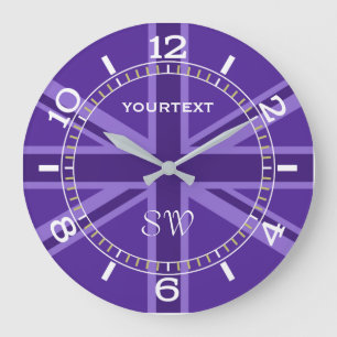Personalized Purple Union Jack British Flag Dial Large Clock