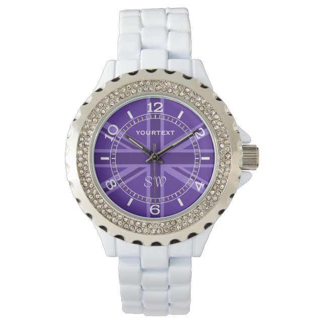 Personalized Purple Union Jack Design Dial Watch (Front)