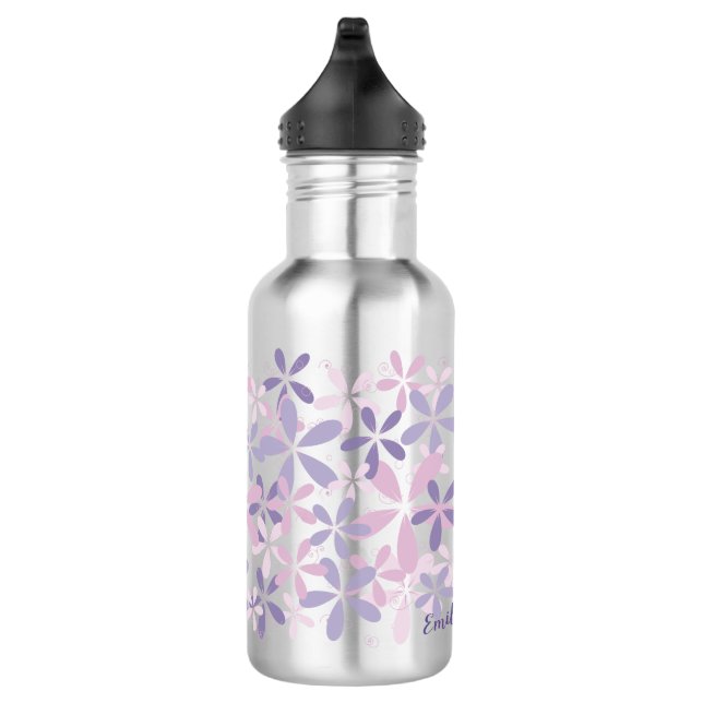 Personalized Purple Violet Daisy Stainless Steel Water Bottle (Right)