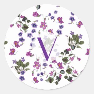 Personalized Purple Violets Floral Sticker