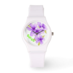 Personalized Purple Violets Floral Watch