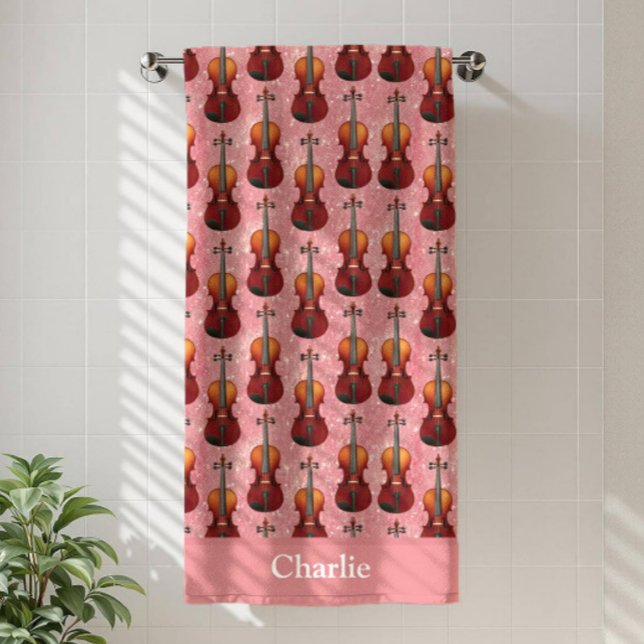 Personalized Purple Violin Beach Towel (Creator Uploaded)