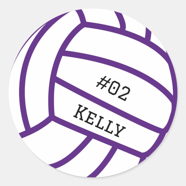 Personalized Purple Volleyball Stickers (Front)