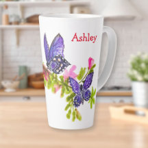 Personalized Purple Watercolor Butterfly & Flowers