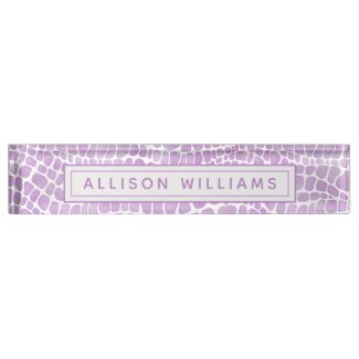 Personalized Purple Watercolor Crocodile Skin Desk Name Plate