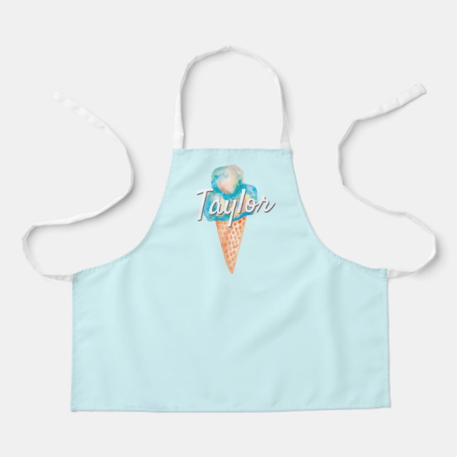 Personalized Purple watercolor Ice cream  Apron (Front)