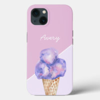 Personalized Purple watercolor Ice cream 