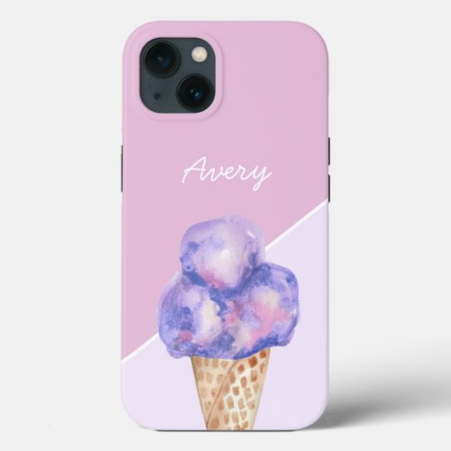 Personalized Purple watercolor Ice cream  iPhone 13 Case