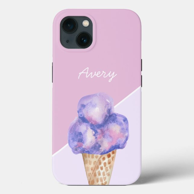 Personalized Purple watercolor Ice cream  Case-Mate iPhone Case (Back)