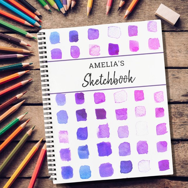 Personalized Purple Watercolor Pattern  Notebook (Creator Uploaded)