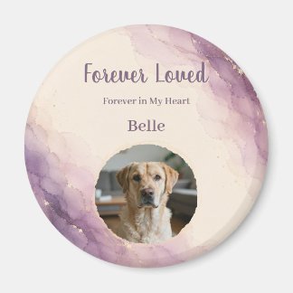 Personalized Purple Watercolor Pet Memorial Photo Magnet