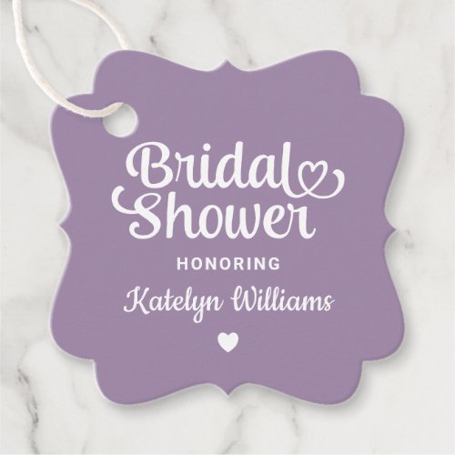 Personalized Purple Wedding Bridal Shower Favor Tags