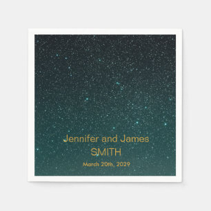 Personalized Purple Wedding Confetti Gold Glitter Napkins