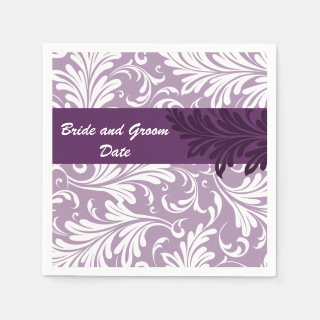 Personalized Purple Wedding Napkins (Front)