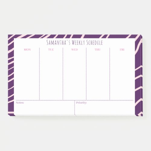 Personalized Purple Weekly Class Schedule Post_it Notes