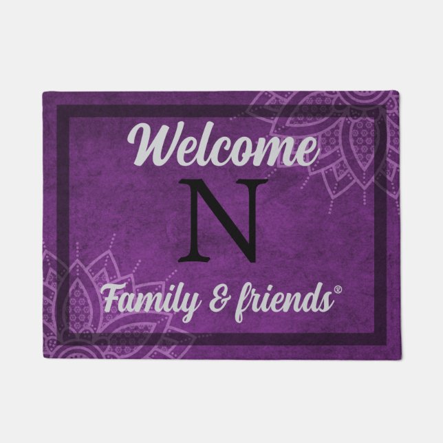 Personalized Purple Welcome Doormat  (Front)