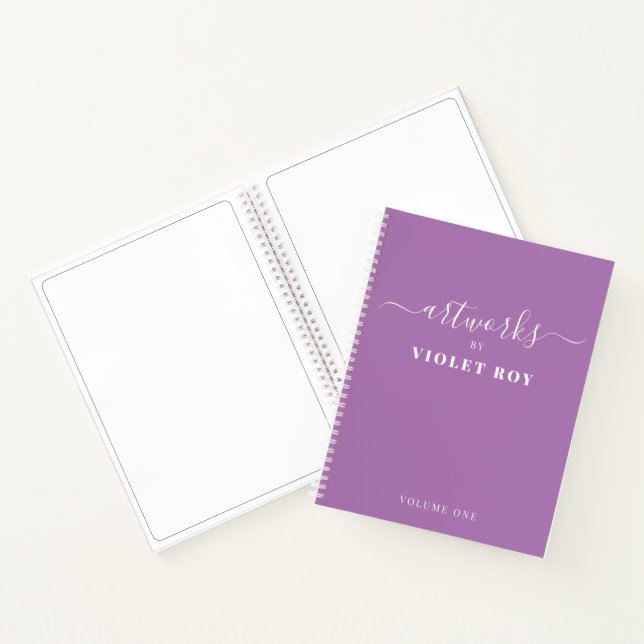 Personalized Purple White Artist Sketchbook  Notebook (Inside)