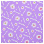 Personalized purple white daisy name pattern fabric