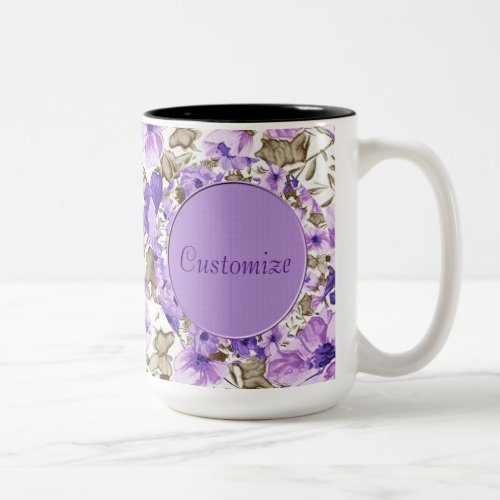 Personalized Purple  White Floral Mug