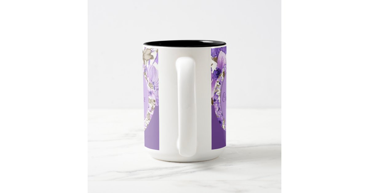 Personalized Purple & White Floral Mug | Zazzle