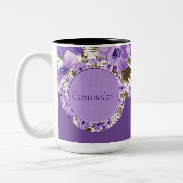 Personalized Purple & White Floral Mug (Left)