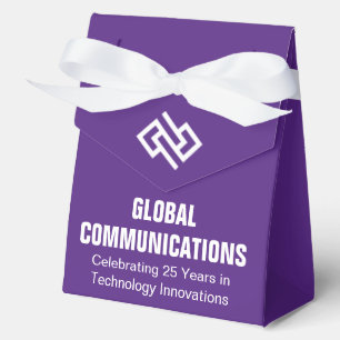 Personalized Purple White Office Party Favor Boxes