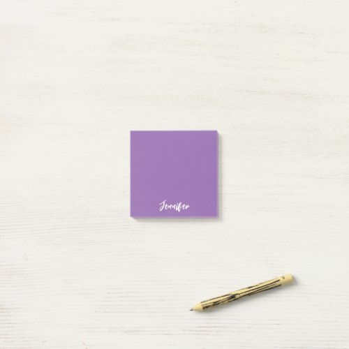 Personalized Purple White Script Name Post_it Notes
