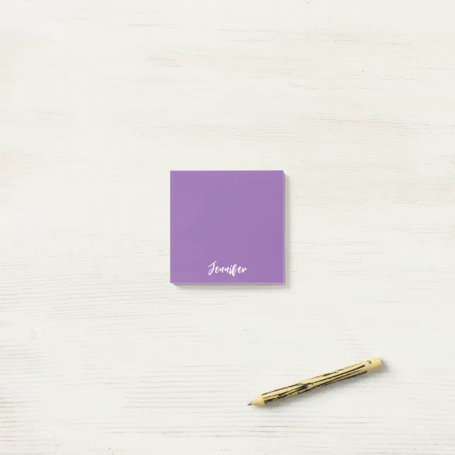 Postic Notes Purple Personalized Purple White Script Name Post-it Notes | Zazzle