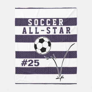 Personalized Purple & White SOCCER Blanket