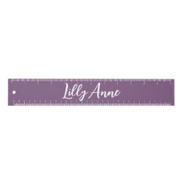 Personalized Purple White Stylish Chic Script Ruler