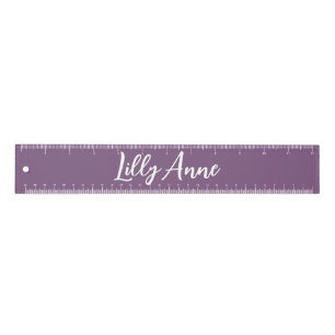 Personalized Purple White Stylish Chic Script Ruler