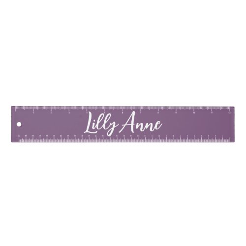 Personalized Purple White Stylish Chic Script Ruler