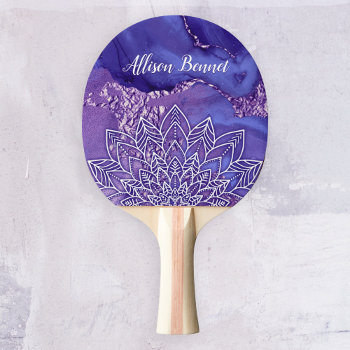 Personalized Purple White Watercolor Mandala Ping Pong Paddle by DoodlesGiftShop at Zazzle